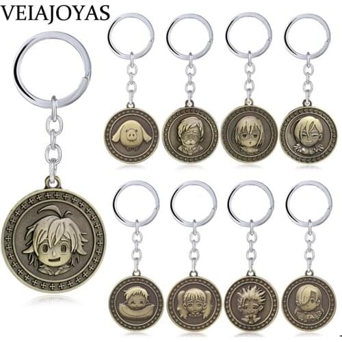 The Seven Deadly Sins figure Bronze Coin Pendant Keychains for Men Women Anime Meliodas Hawk Diane Choker Jewelry Accessories