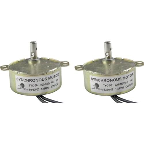 CHANCS AC Synchron Motor TYC-50 220V AC 1.4RPM CW/CCW 4W 2PCS Permanent Magnet Mini Gearbox Electric Motor Motor