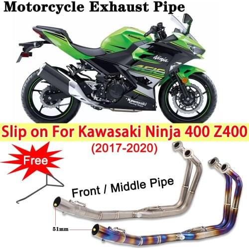 Slip on For Kawasaki Ninja 400 Z400 2017- 2020 Motorcycle Exhaust Modified Middle Front Link Pipe 51mm Escape Moto Front Muffler