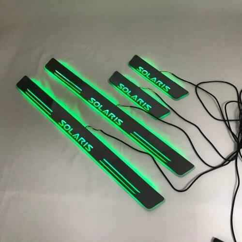 Osmrk led moving door scuff for Hyundai solaris dynamic door sill plate flat lining overlays guards flowing/fixed light