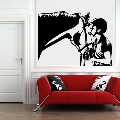 Horse Rider Wall Sticker Home Decoration Accessories For Living Room Bedroom Horse Head Animal Vinyl Window Wall Decals Y597