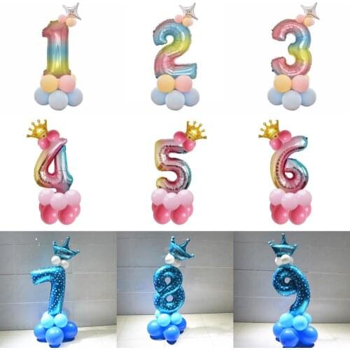 Happy 1st Birthday Balloons 1 2 3 4 5 6 7 8 9 Year Number Foil Ballons Birthday Party Decorations Kids Baby Shower Decor Supplie