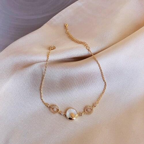 Zeojrlly 2020 New Arrival Bracelets Women Classic Metal Bezel Setting Round Link Chain Female Elegant Fashion Jewelry