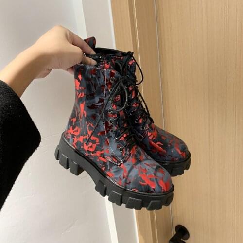 Womens Boots Winter Camouflage Military Boots Women Flats Lining Lace Up Combat Combat Ankle Boots for Women Zapatos De Mujer