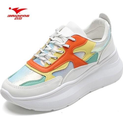 Baideng Women Running Shoes Orange Style Girl Comfortable Sneakers Height Increasing Female Platform zapatillas deporte mujer 41