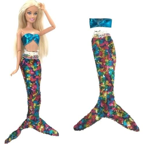 1 Set Super Shiny Blue Prevent Mermaid Swimsuit For Barbie Doll Accessories Toys For Girl Doll Gift 007A