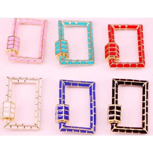10PCS, Colorful Enamel Metal Clasp Geometric Shaped Lock Carabiner Jewelry Findings