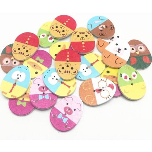 1000pcs 31x23mm 2 Holes Mixed Egg Shape Wooden Buttons Happy Easter Scrapbooking Crafts Embellishments