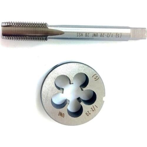 2pcs Silver Plug Tap Die M1/2-20 UNF Metric Threading Die Hand Tool Replacement