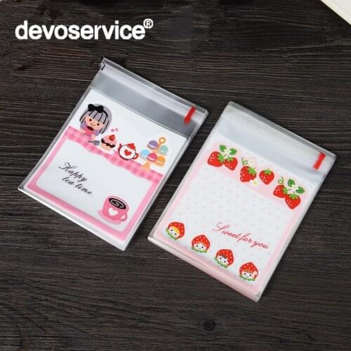25Pcs Cute Self-styled Cookie Packing Bag Candy Gift Bag Food Packing Bags Kawai Plastic Snack Dessert Cake Baking Bag Supplies