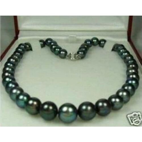 Free shipping@@@@@ Charming!8-9MM Black Natural Pearl Necklace 18" a