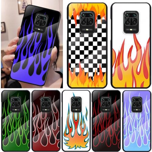Neon Flames Fire For Xiaomi Redmi K40 K30 K20 9T 9C 9A 9 8A 7 Pro Plus Tempered Glass Luxury Cover Phone Case