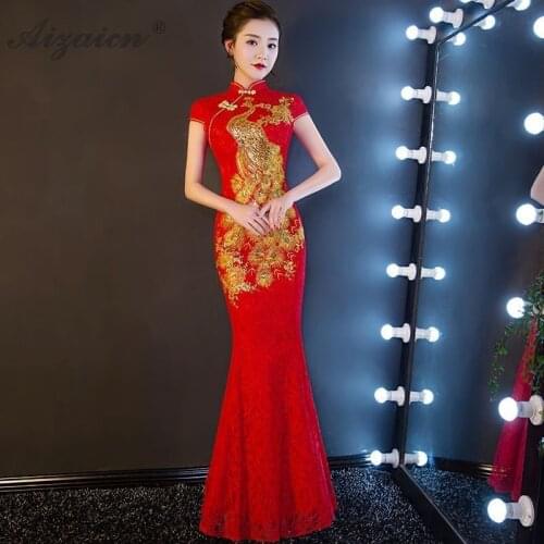 Cheongsam moderno de moda lentejuelas largo Qi Pao mujeres chino tradicional de la boda Vestido vestido de noche vestido de