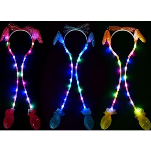 Net red ears pinch will move ears glow airbag rabbit ears headband new sequins factory spot