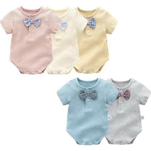 Newborn Baby Short Sleeved Cotton Jumpsuit Summer Thin Clothes Infant Costumes Climbing Clothing Boy Girl