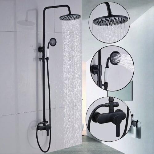 Bathroom Rainfall Shower Faucet Set Single Handle Mixer Tap With Hand Sprayer Wall Mounted Bath Shower Sets KD398