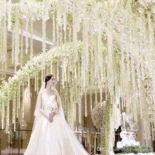 Elegant Artificial Hydangea Silk Flower Vine Home Wall Hanging Wisteria Garland 14 colors Available For Wedding Xmas Decoration