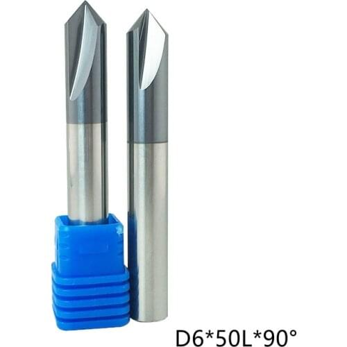 Chamfer Cnc Milling Cutters DIA 6mm 2 Flutes Solid Tungsten Carbide 90degree Straight Groove End Mill Bits