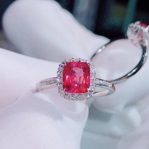 H717 Fine Jewelry Real 18K Gold AU750 Natural Red Spinel 1.8ct Gemstones Diamonds Female Anniversary Gift Fine Rings