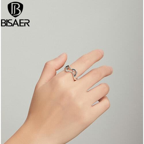 Bisaer New Ring 925 Sterling Silver Elegant Galaxy Star Open Finger Rings For Women Ring Silver Brand Jewelry Gift ECR710