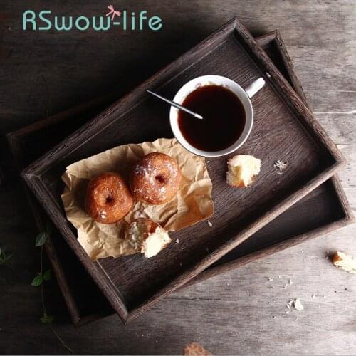 Creative Wooden Tea Trays Rectangular Solid Wood Trays Home Kitchen Storage Tray Food Tray For Household Items Storage