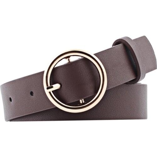 Round Faux Leather Belt Womens Personality Belt Casual Round Buckle Belts Casual Jeans Pants Decoration Trousers Belts
