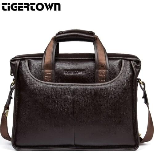 TIGERTOWN Brand New Mens 100% Genuine Leather Cowhide Handbag Messenger Shoulder Tote Briefcase Laptop BAG Purse
