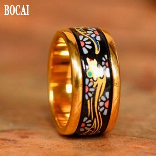 2020 BOCAI Mermaid Series Fashion Cloisonne Woman Ring Enamel Jewelry Beautiful New Ring for woman