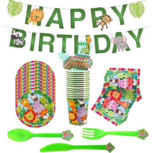 New Lion King Zoo Birthday Decoration Party Supplies Disposable Tableware Gift Paper Plate Cup Napkin Baby Shower Giraffe Zebra