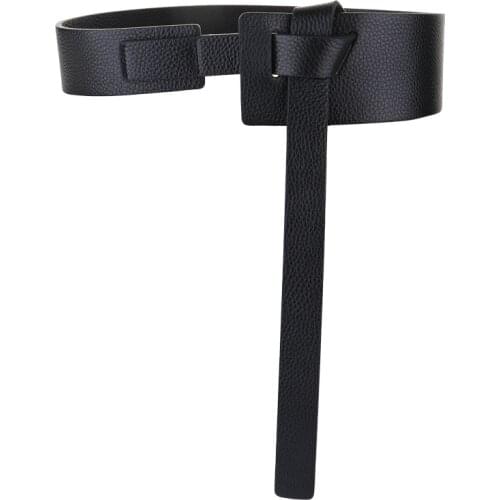 HOT Genuine Leather Wide Knotted Belt Female Windbreaker Women real Leather knot Waistbands soft cowskin Belt Waist Cummerbunds