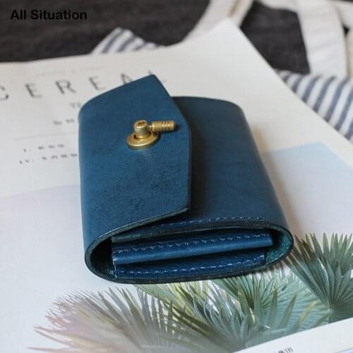 Luxury Coin Purses Ladies First Layer Cow Leather Top End Handmade Women Fashion Credit Card Wallet Vintage Storage Coin Bag