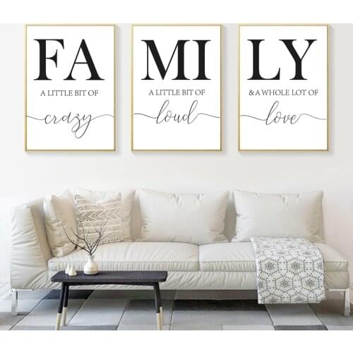 Family Sign Posters and Prints Family Definition Quote Minimalist Wall Art Canvas Painting Black White Picture Housewarming Gift