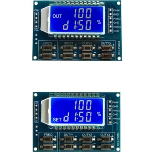 DC 3.3V-30V PWM Pulse Signal Generator Module 3 Channel Frequency 1Hz-150Khz Duty Cycle Adjustable Module LCD Display