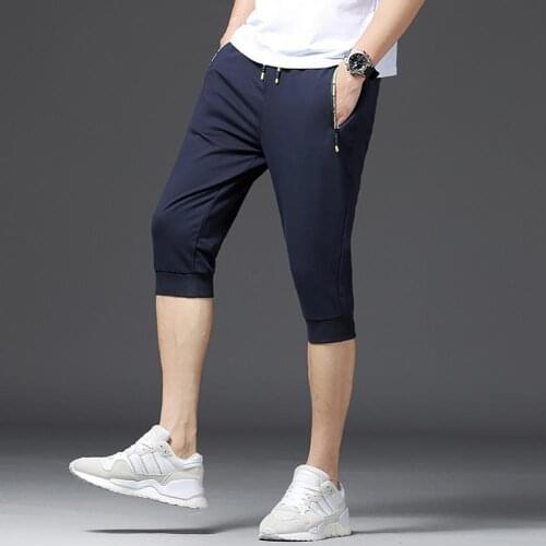 Vintage Men Pants Casual Breathable Drawstring Zipper Pockets Sports Capri Pants Trousers Sweatpants pantalon pour femme