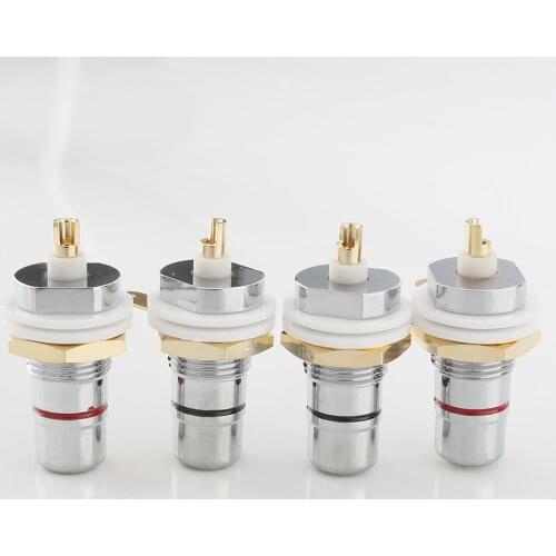 High Quality 8pcs Audiocrast Rhodium plated RCA Jack Connector Panel Mount Chassis Audio Socket Plug Bulkhead with NUT Solder