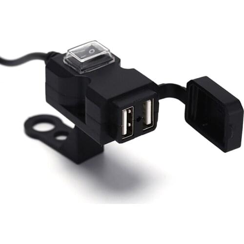 Motorbike Charger Adapter Power Supply Socket for Phone Motorcycle GPS MP4 Dual USB Port 12V Waterproof Handlebar