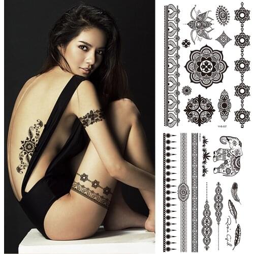 1PC Popular Women Sexy Ballet Black White Flowers Tattoos Sticker Temporary Drawing Body Art Fake Water Transfer Wholesale