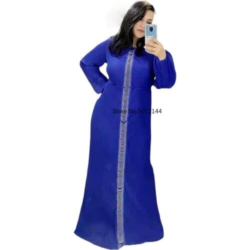 2021 African Pleated Dresses For Women Dashiki Long Sleeve Maxi Dress Robe Boubou Africaine Femme Bazin African Clothes