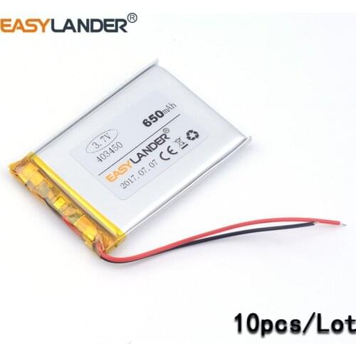 403450 10pcs 3.7V 650mAh Rechargeable Li-Polymer Li-ion Battery For TOY,POWER BANK,GPS,mp3,mp4,cell phone,speaker 043450