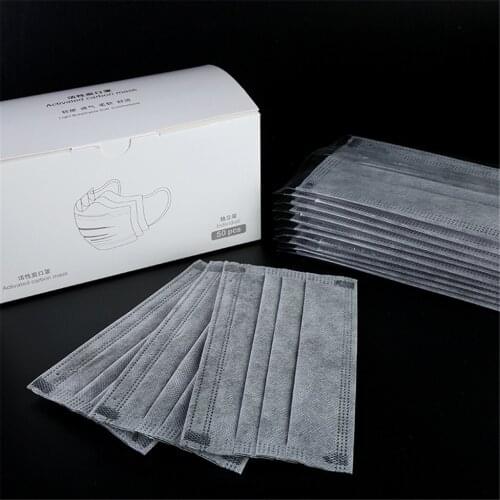 50pcs Black Gray Disposable Face Mask Skincare Non-woven Fabric Filter Mouth Cover Adults Breathable Face Shield Mascarilla