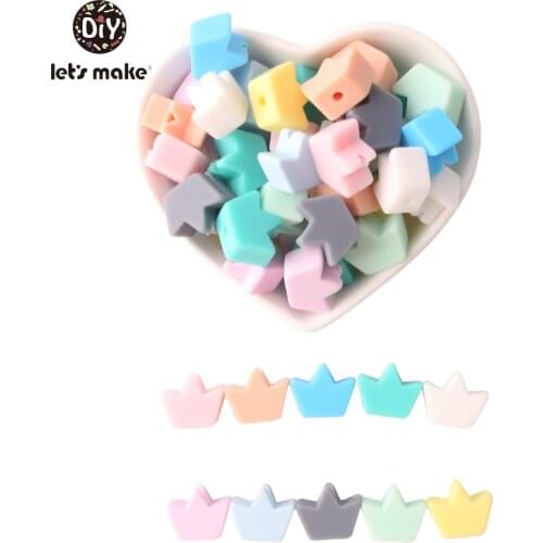 Lets Make 50pc Silicone Crown Teether Non-Toxic Safe and Natural Children Training Toys New Born Toy BPA FREE Nursing Pendant