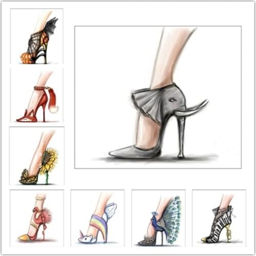 5D Diamond Painting Animal Fox Full Square Round Embroidery DIY Flamingo Elephant High Heels Mosaic Cross Stitch Home Decor