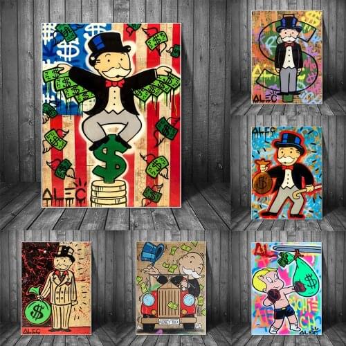 Alec Monopoly Graffiti Art Canvas Posters and Prints Big Rich Man Street Art Paintings on the Wall Art Pictures Home Decoration