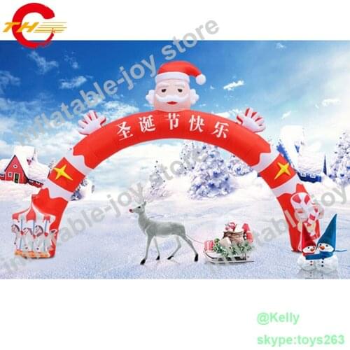 Free air shipping inflatable christmas arch, inflatable santa claus archway, cheap inflatable santa claus arch door for sale