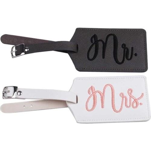 Mr&Mrs Embroidery Suitcase Luggage Tag Bag Pendant Travel Accessories Name ID Address Personalized VIP Invitation Label