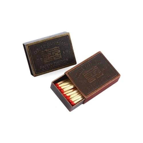 Portable Anti-Pressure Metal Cigarette Matchbox Retro Cigarette Matches Case 57*36*13mm