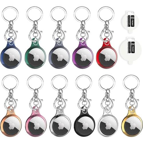 TPU Case+Soft Hydrogel Film for Apple Airtag Protective Cover for Airtags Screen Protector Stickers Not Glass+Keychain