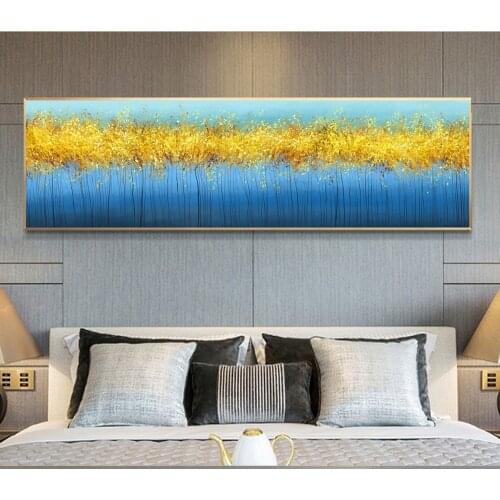 DDHH Nordic Poster Canvas Print Blue Gold Bedroom Decor Abstract Wall Picture For Living Room Canvas Mural Modern Simple Room