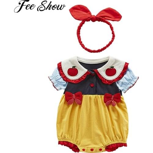 FEESHOW Toddler Baby Girls Rompers Princess Cosplay Costume Doll Collar Bodysuit For Newborns Summer Jumpsuit For Kids Clothes
