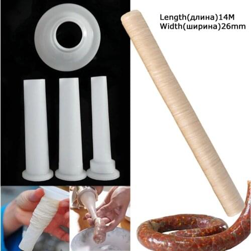 Food Grade 1lbs Meat Filling Meat Tube Sausage Filling Handmade Sausage Tube with 5.7cm Base Sausage Packaging Tools 14m*26mm